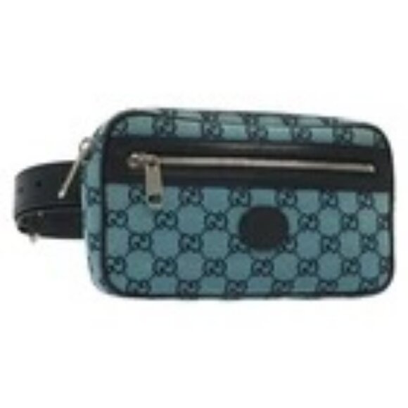 GUCCI GG Canvas Waist Bag Blue Silver 658657 Auth 139364 - Picture 1 of 16